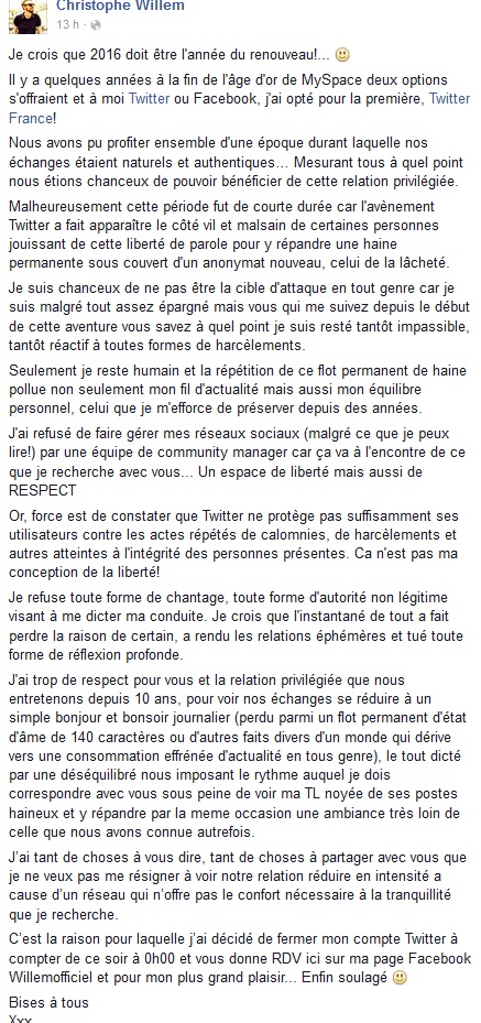 Long texte sur Facebook